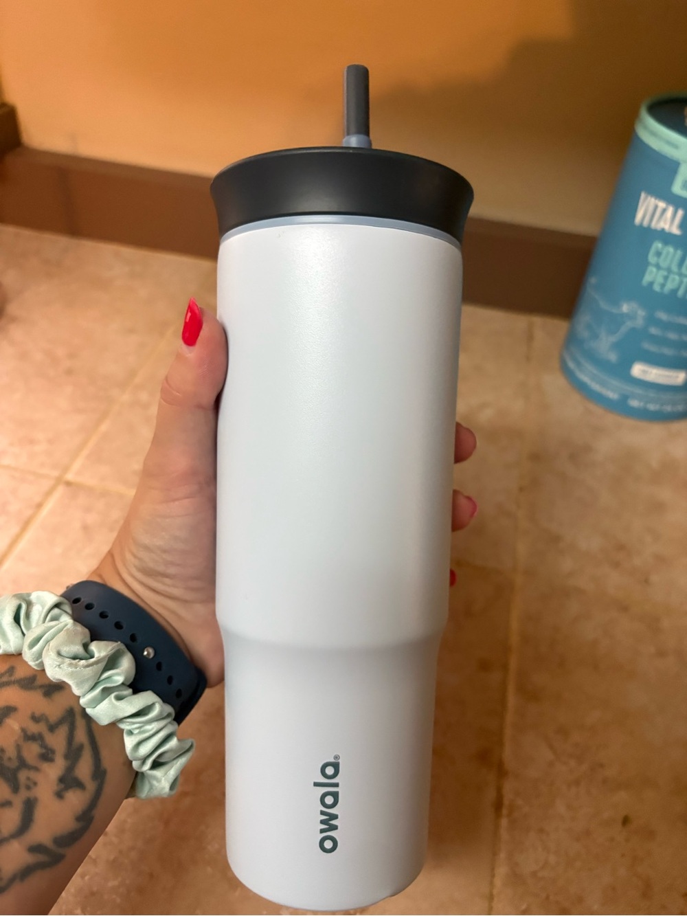 White Insulated Tumbler with Straw